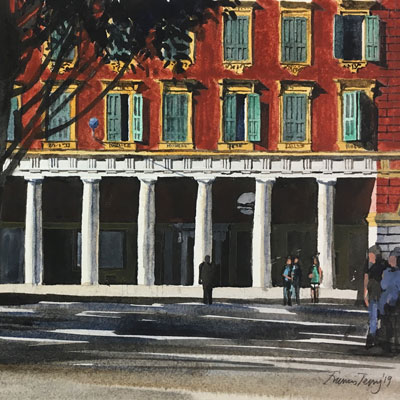 Place lle-de-Beaute, Nice. Watercolour by Francis Terry, 2019.