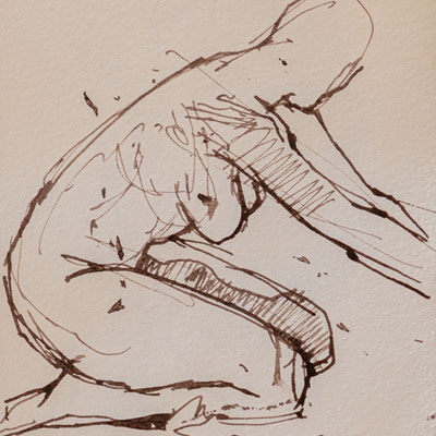 Life drawing, drawn by Francis Terry, pen and ink, 1999.