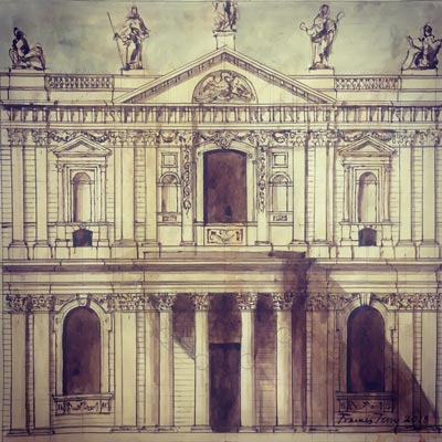 St Paul’s elevation. Drawn by Francis Terry, 2018.
